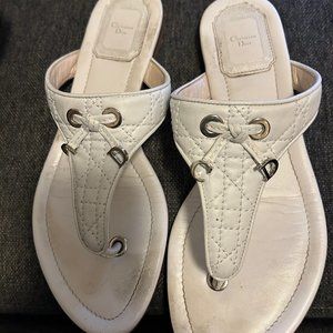 Christian Dior White Quilted Sandals